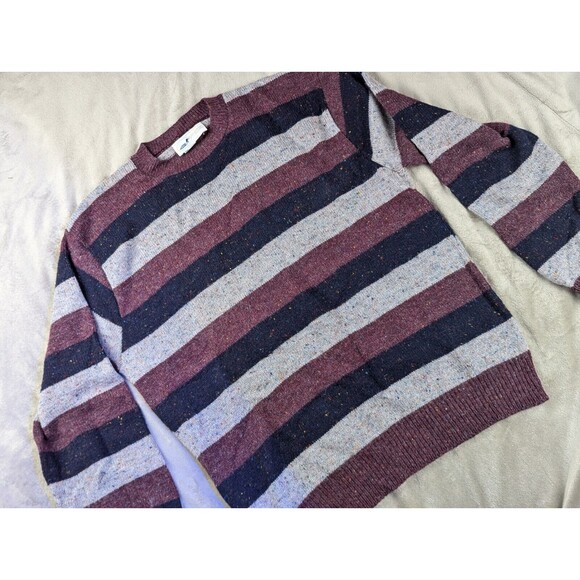Vtg Winona Knits 70% Shetland Wool Grey/Red/Blue Made in USA Sweater SZ: L - Picture 5 of 10